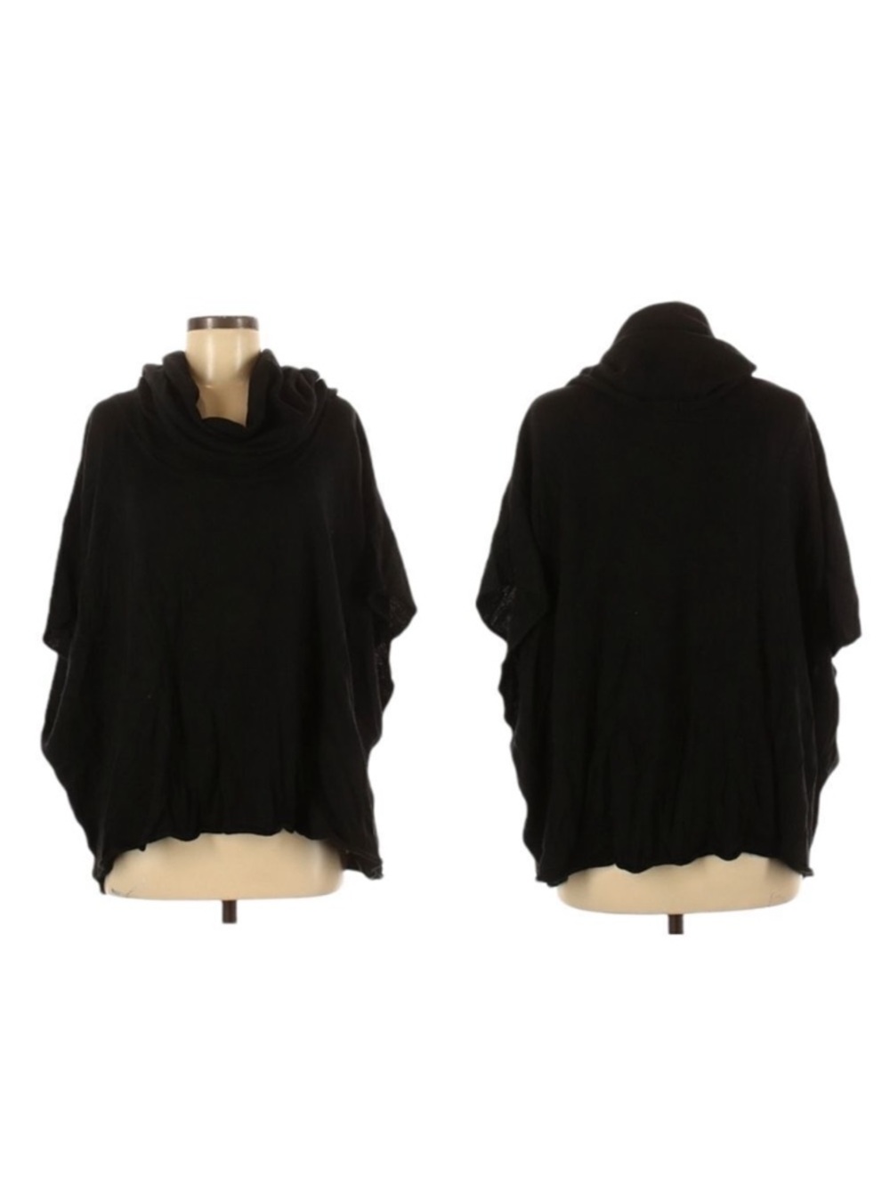 OLIVIA SKY Black Cowl Neck Wool Blend Oversized Sweater M/L